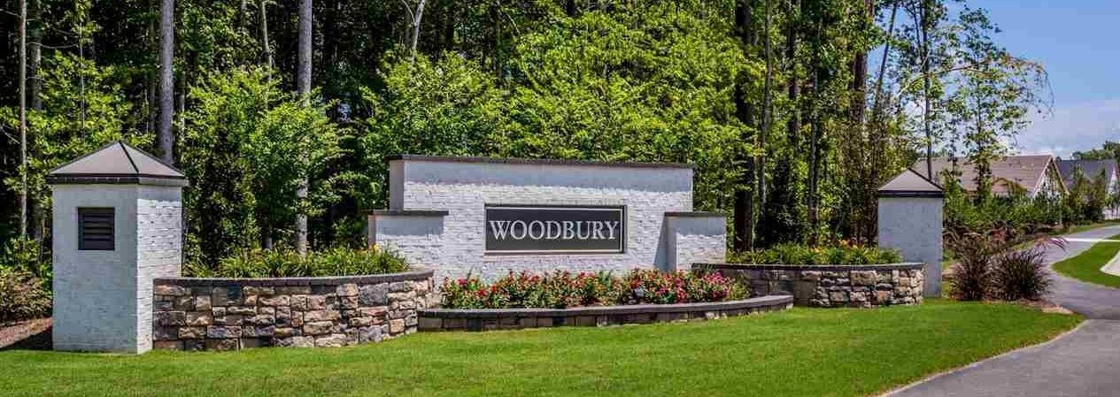 Entrance to Woodbury by Pulte Homes in Apex NC